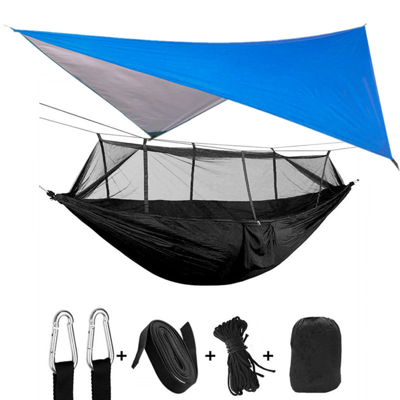 Outdoor Parachute Cloth Hammock Couble with Mosquito Net Light Portable Army Green Insect-proof Camping Aerial Tent ARZ