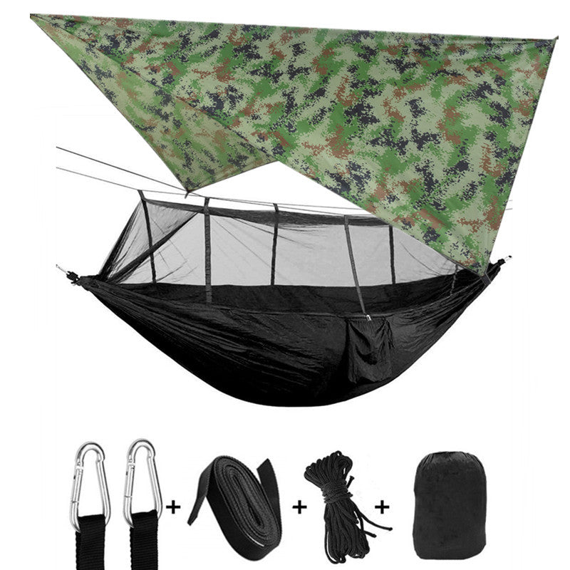 Outdoor Parachute Cloth Hammock Couble with Mosquito Net Light Portable Army Green Insect-proof Camping Aerial Tent ARZ