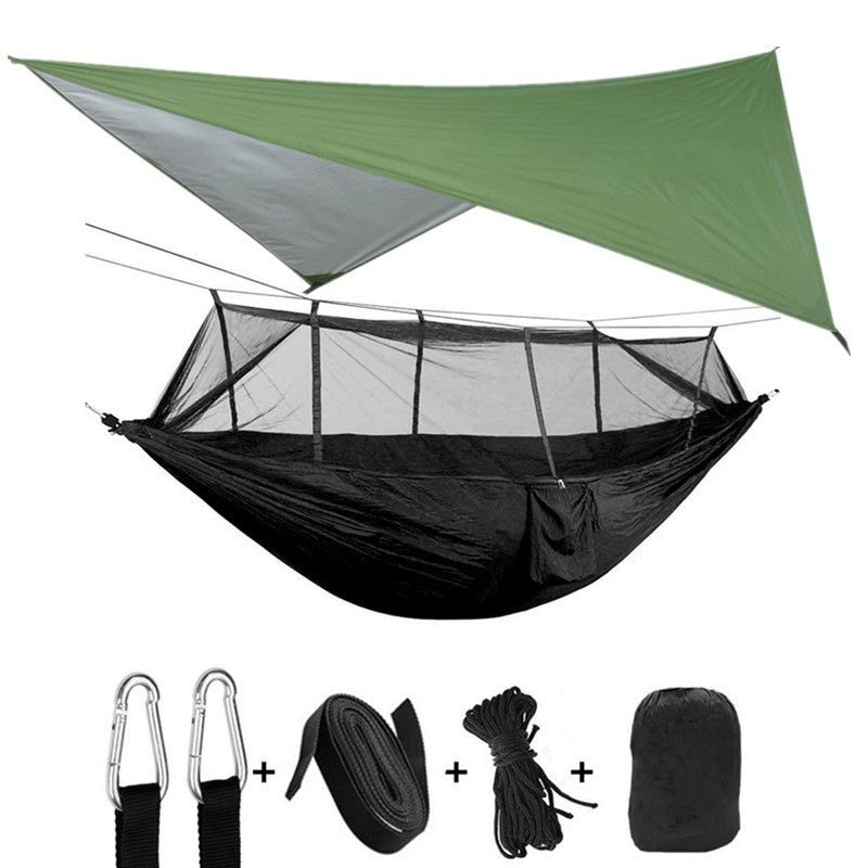 Outdoor Parachute Cloth Hammock Couble with Mosquito Net Light Portable Army Green Insect-proof Camping Aerial Tent ARZ