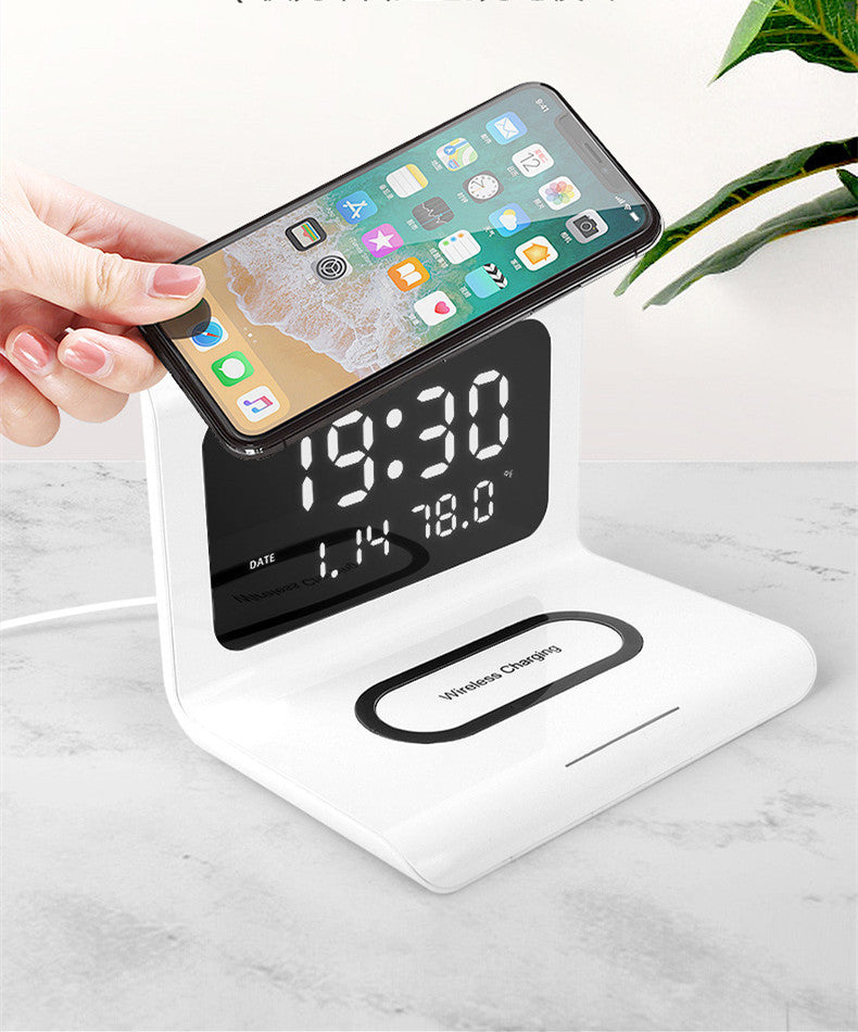 Wireless Charger Alarm Clock Creative Perpetual Calendar Temperature and Humidity Wireless Charge 10W Fast Charge ARZ