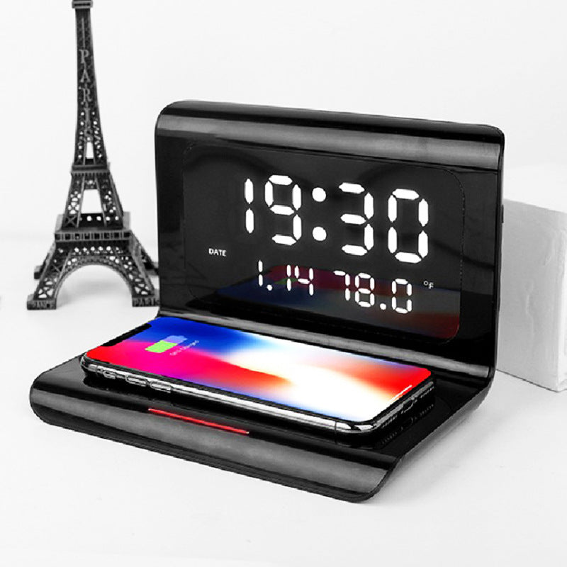 Wireless Charger Alarm Clock Creative Perpetual Calendar Temperature and Humidity Wireless Charge 10W Fast Charge ARZ