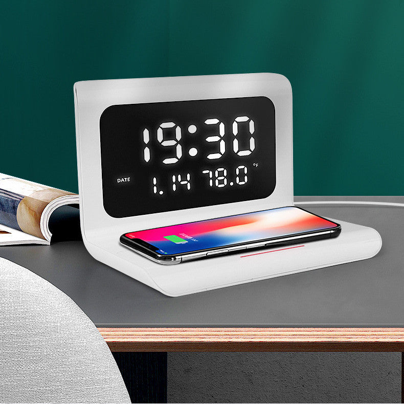 Wireless Charger Alarm Clock Creative Perpetual Calendar Temperature and Humidity Wireless Charge 10W Fast Charge ARZ