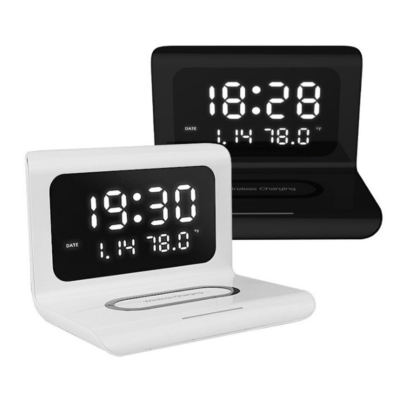 Wireless Charger Alarm Clock Creative Perpetual Calendar Temperature and Humidity Wireless Charge 10W Fast Charge ARZ