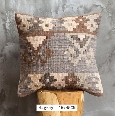 Nordic Pillow Hard Wool Pakistan Imported Handmade Bohemian Retro Pillow ARZ