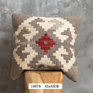 Nordic Pillow Hard Wool Pakistan Imported Handmade Bohemian Retro Pillow ARZ