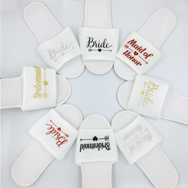 Custom Wedding Pajamas Party Plush Slippers ARZ