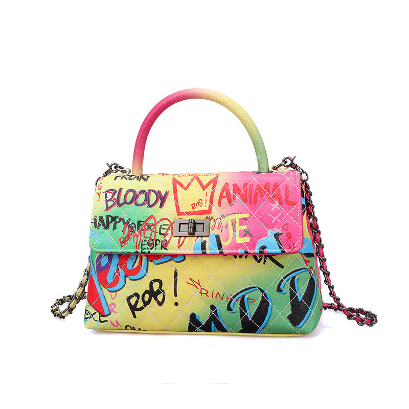 Ladies Painted Graffiti BagsColor Ladies Handbags ARZ