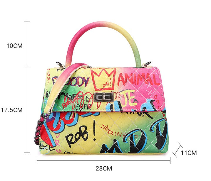 Ladies Painted Graffiti BagsColor Ladies Handbags ARZ