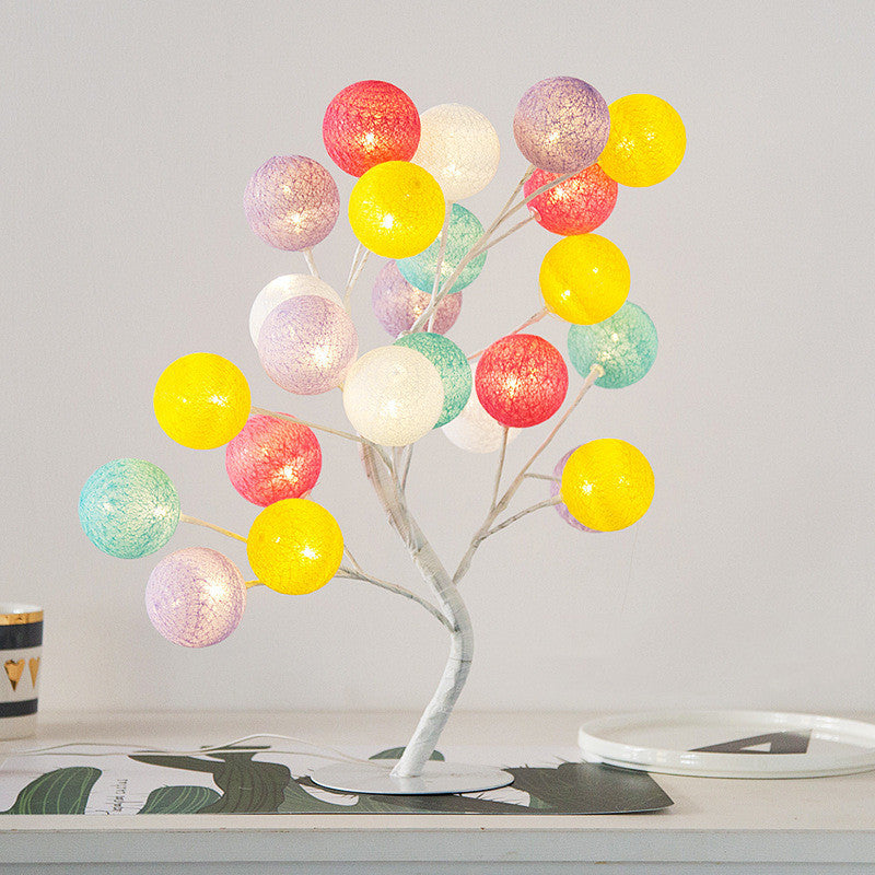 Creative Cotton Ball Tree Lamp Battery USB Table Lamp Rattan Ball Lamp ARZ