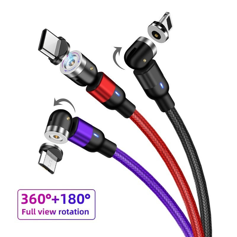 Magnetic Data Cable 540 Degree 180 Degree Rotating Charging Cable Blind Suction Three-in-one Bent Magnetic Cable ARZ