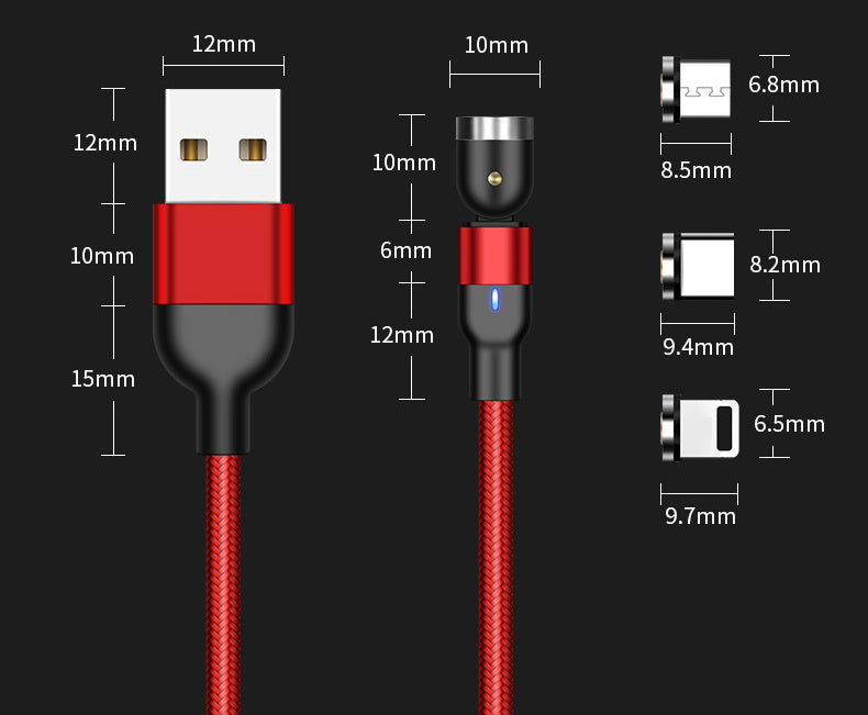 Magnetic Data Cable 540 Degree 180 Degree Rotating Charging Cable Blind Suction Three-in-one Bent Magnetic Cable ARZ