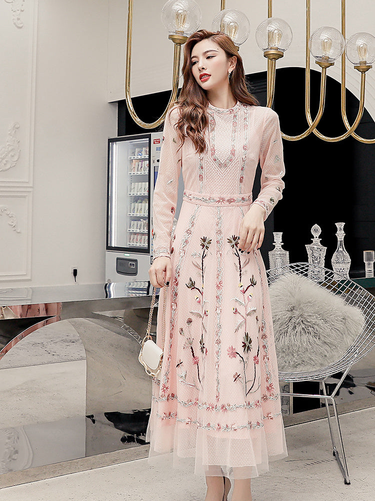 Temperament Skirt Heavy Embroidered Thin Dress ARZ