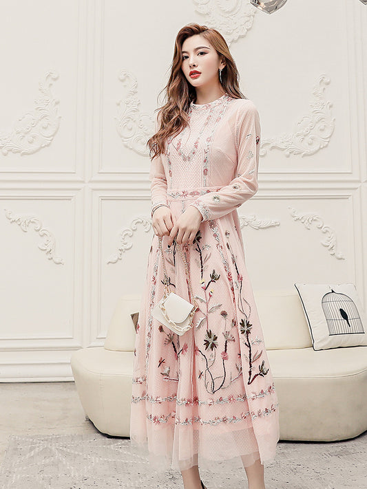 Temperament Skirt Heavy Embroidered Thin Dress ARZ