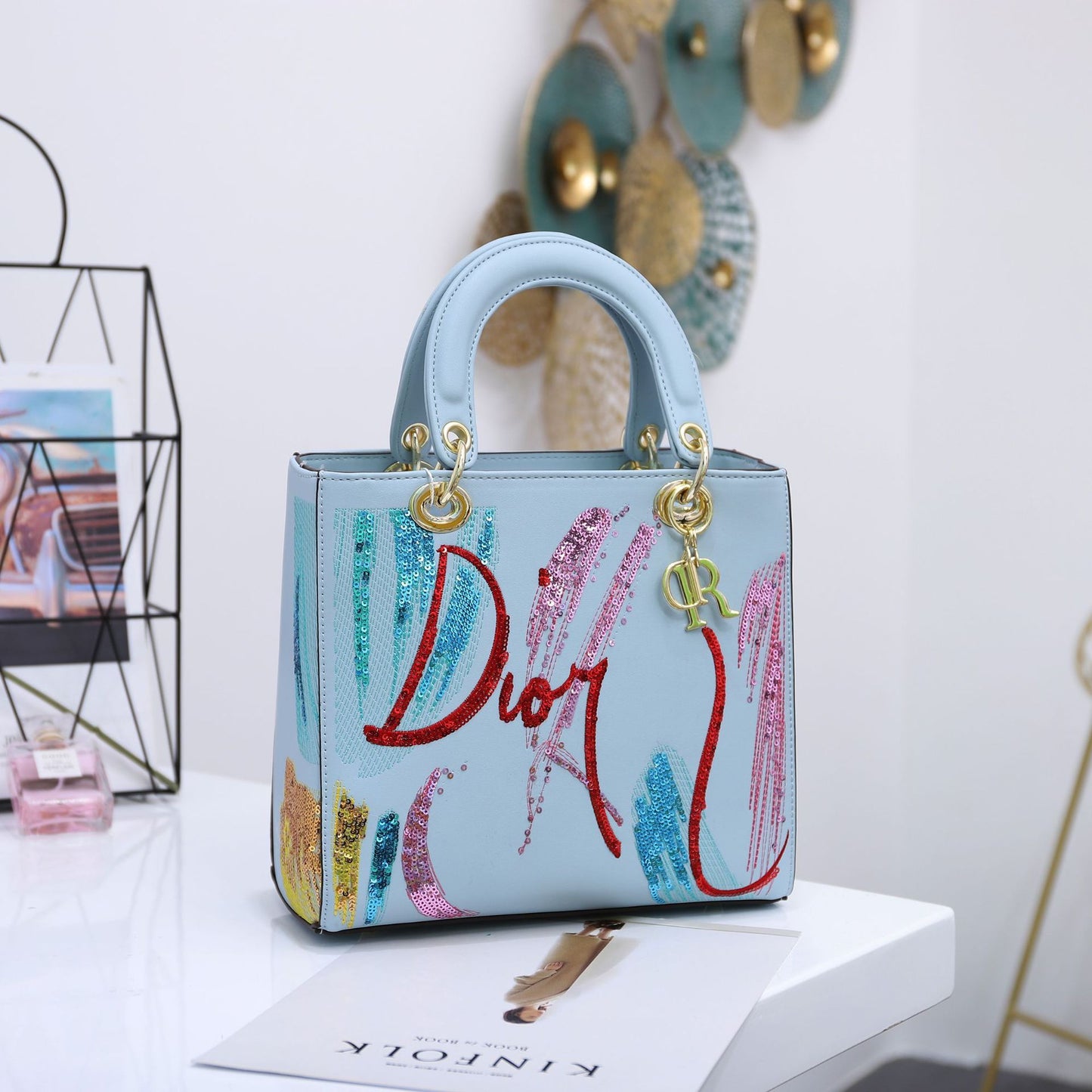 Sequin Embroidered Pu Handbags Portable Messenger Ladies Bag ARZ