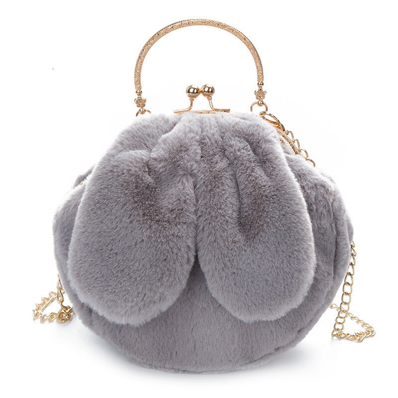 Plush Bag Faux Fur Rabbit Ear Clip ARZ