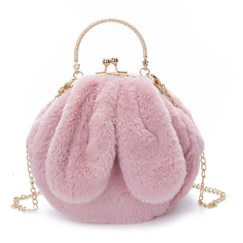 Plush Bag Faux Fur Rabbit Ear Clip ARZ