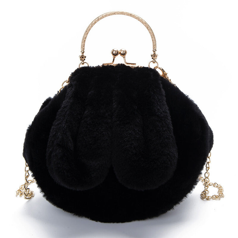 Plush Bag Faux Fur Rabbit Ear Clip ARZ