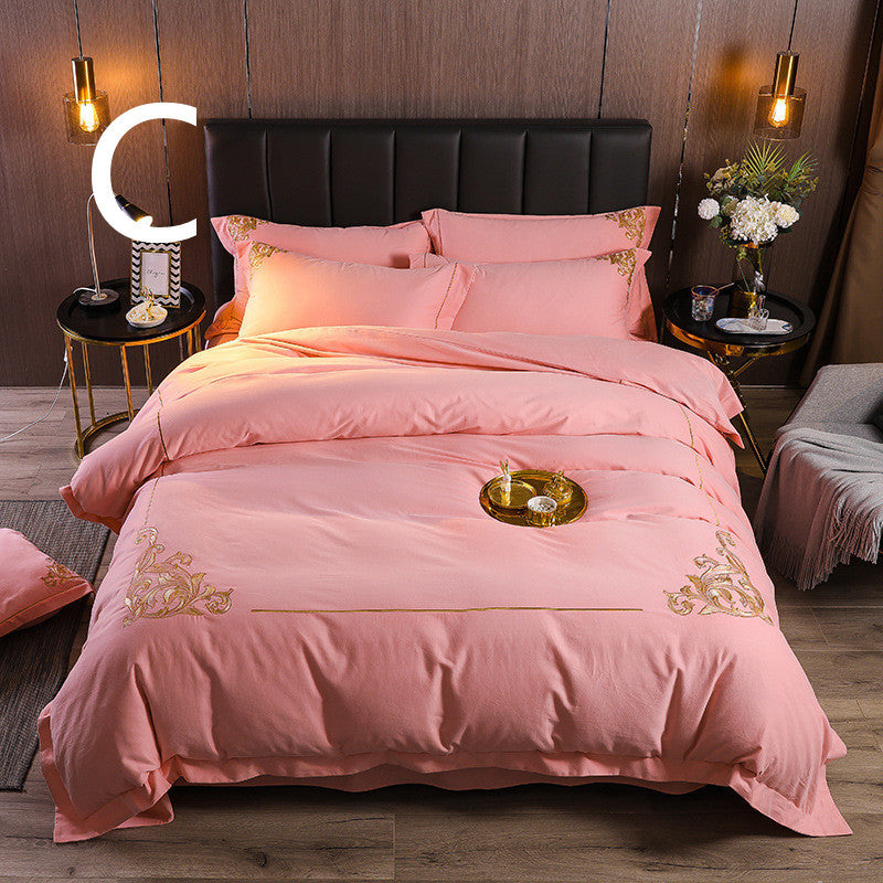 Four-piece Brushed Winter Soft Nude Sleeping Nordic Style Sheets And Duvet Cover Bedding ARZ