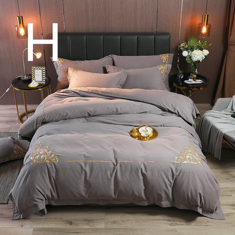 Four-piece Brushed Winter Soft Nude Sleeping Nordic Style Sheets And Duvet Cover Bedding ARZ