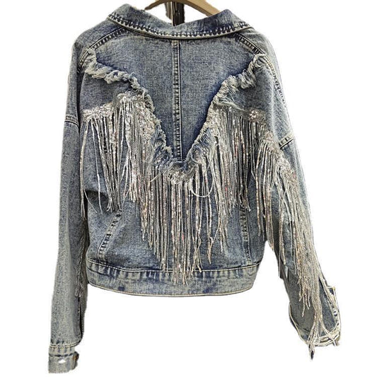 Fringed Denim Jacket Women'S Short Loose Top ARZ