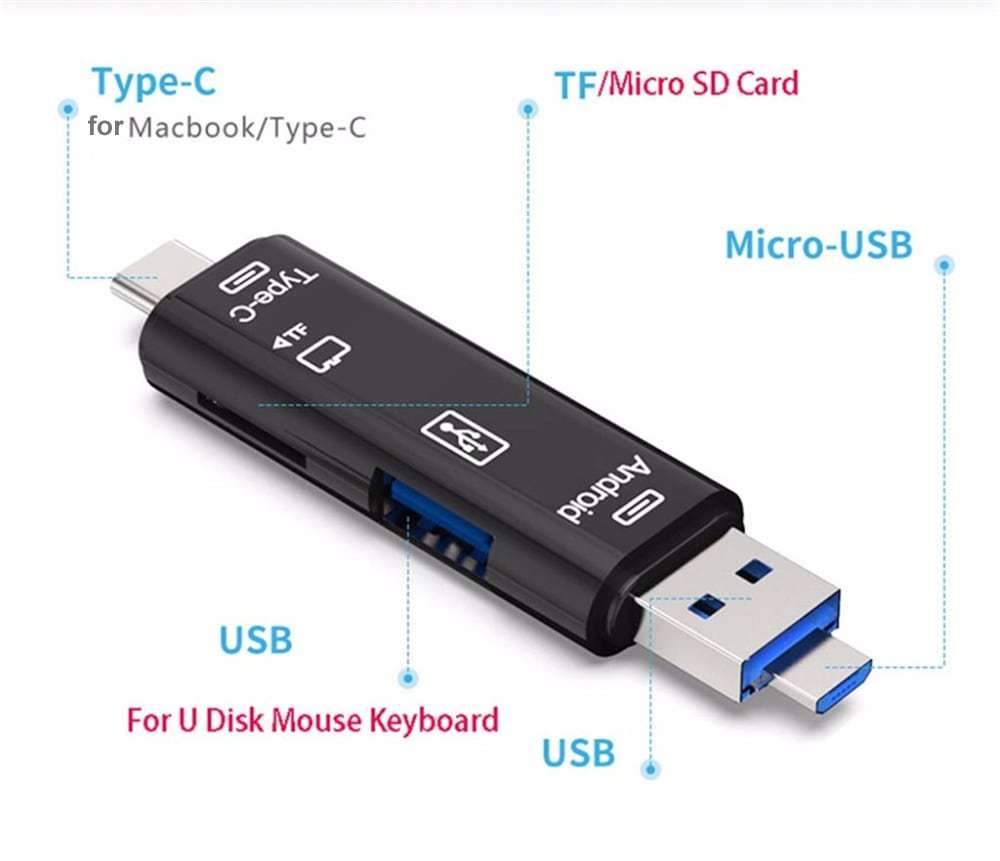 Type-C Micro USB To OTG Hub Adapter With TF Card Reader ARZ