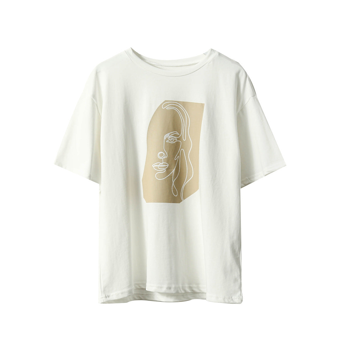 Toppies Abstract T-shirts Character Printing Women Tops Solid Color Summer white Cotton Tops Tees harajuku clothing ARZ