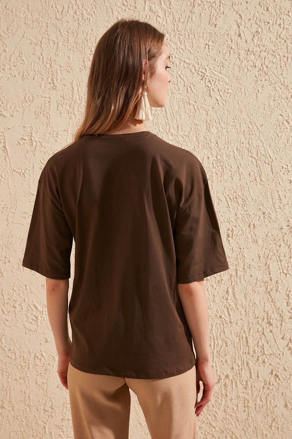 Women's cotton t-shirts brown Printed top ARZ