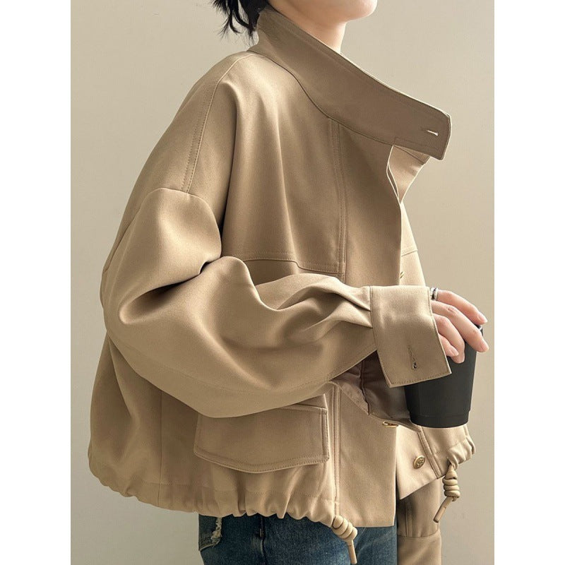 Maillard Short Trench Coat Hong Kong Style Coat For Women ARZ