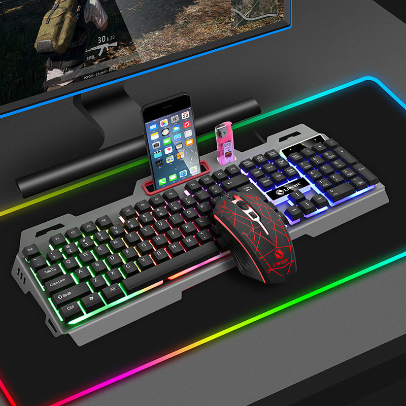 Game Luminous Keyboard Mouse Suit E-sports Machinery Feel Key Mouse ARZ