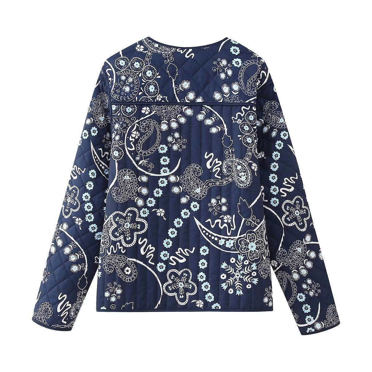 Winter Quilted Cotton Printed Round Neck Cotton Coat For Women ARZ