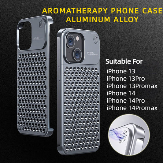 Aluminum Alloy Phone Case For 14 13 Pro Max Plus Hollow Heat Dissipation Anti-fall Full Body Shockproof Phone Cove ARZ