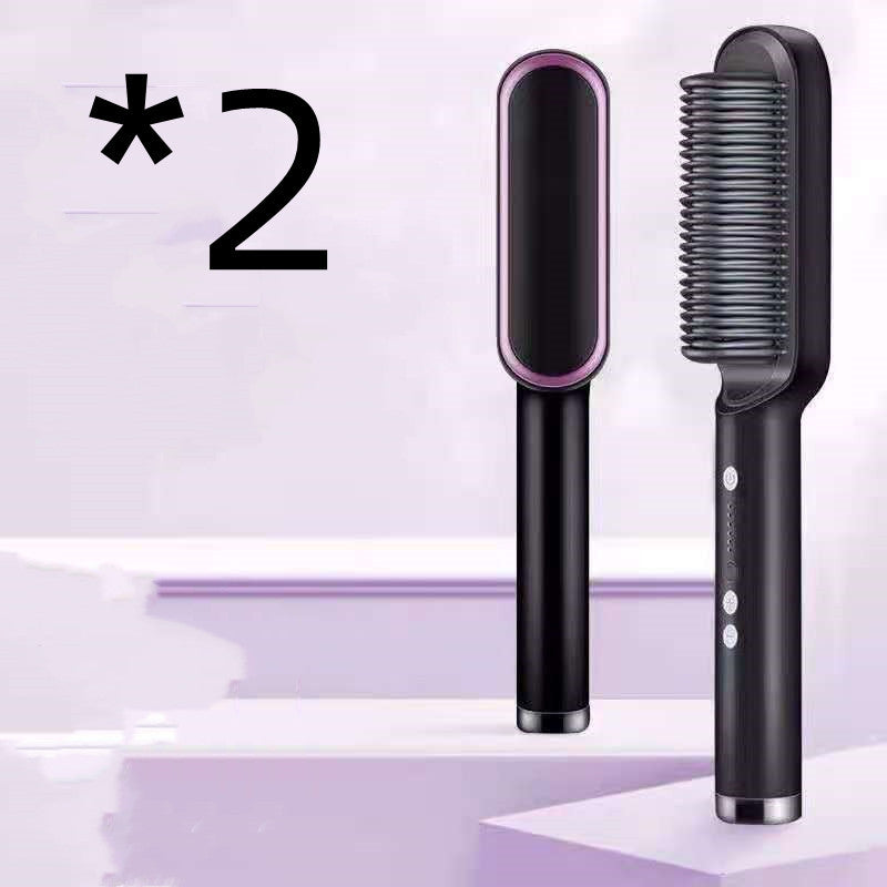 New 2 In 1 Hair Straightener Hot Comb Negative Ion Curling Tong Dual-purpose Electric Hair Brush ARZ