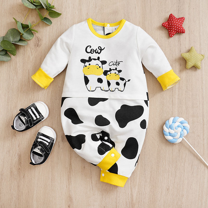 Baby Spring And Autumn One-piece Pajamas Newborn Baby Four Seasons Home Romper New Long Sleeve Inner Pullover ARZ