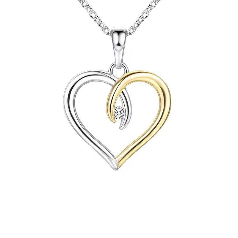 Silver Peach Heart Pendant Necklace Fashion Women ARZ