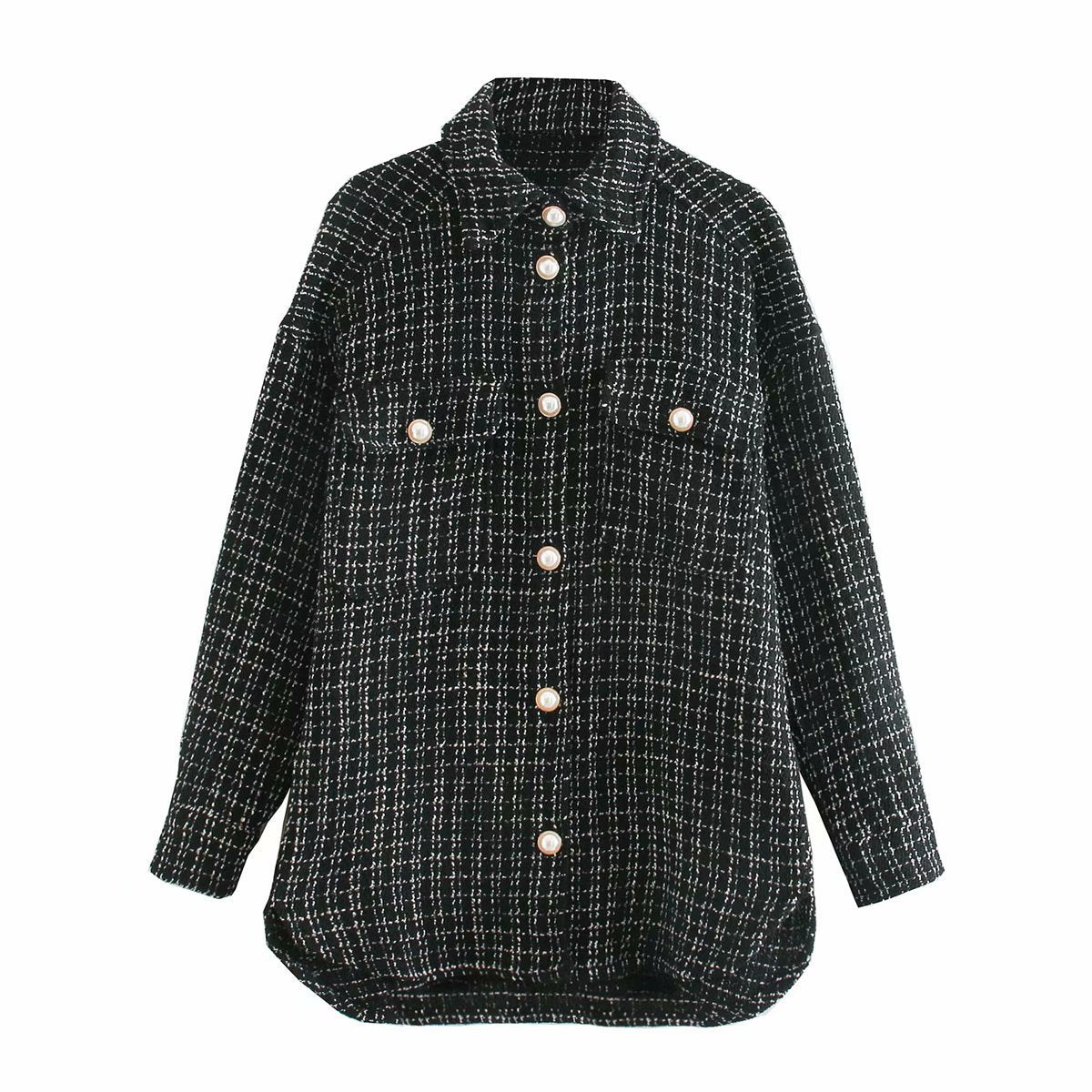 Women vintage oversize plaid long shirts autumn ARZ