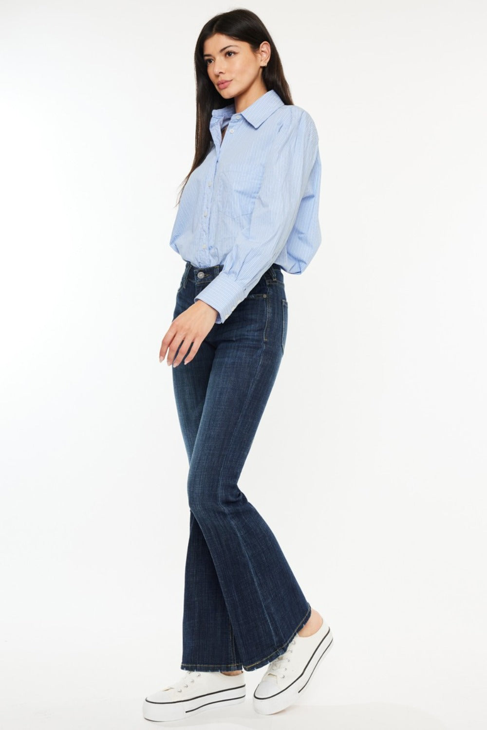 Kancan Full Size Mid Rise Flare Jeans Trendsi