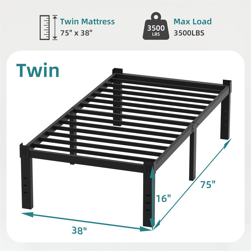 Classic Iron Bed Frame Mattress Under Bed Storage No Box Spring Needed Singe Full Queen King Size Black ARZ