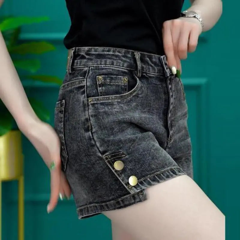 High Waist Denim Shorts Slimming Versatile Loose Word Outerwear Hot Pants Trendy ARZ