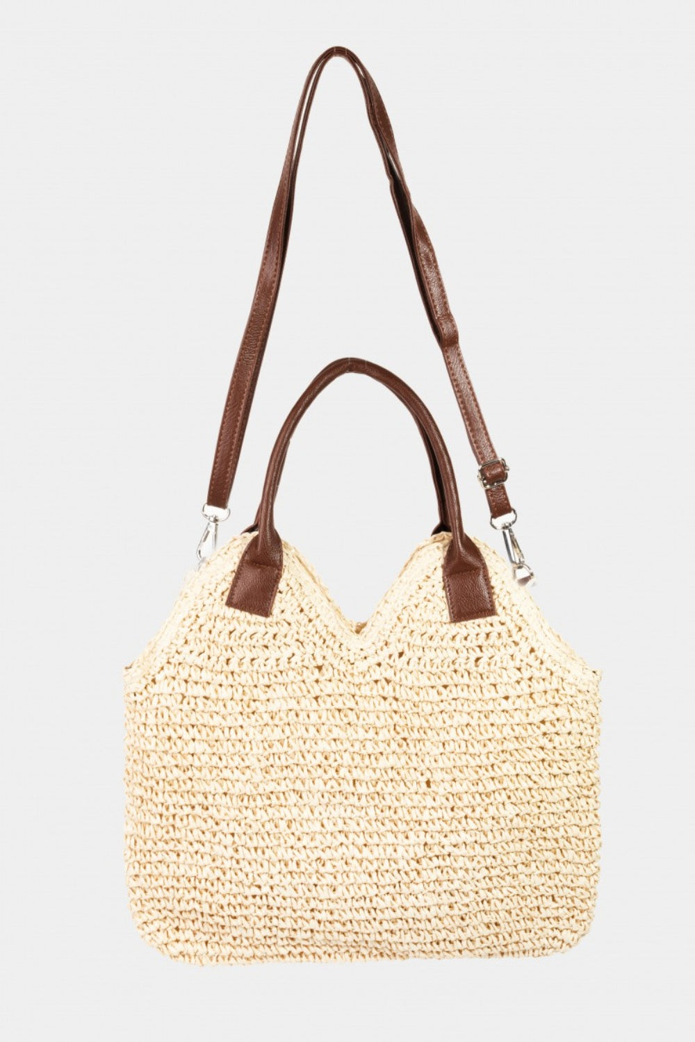 Fame Straw Braided Faux Leather Strap Shoulder Bag Trendsi