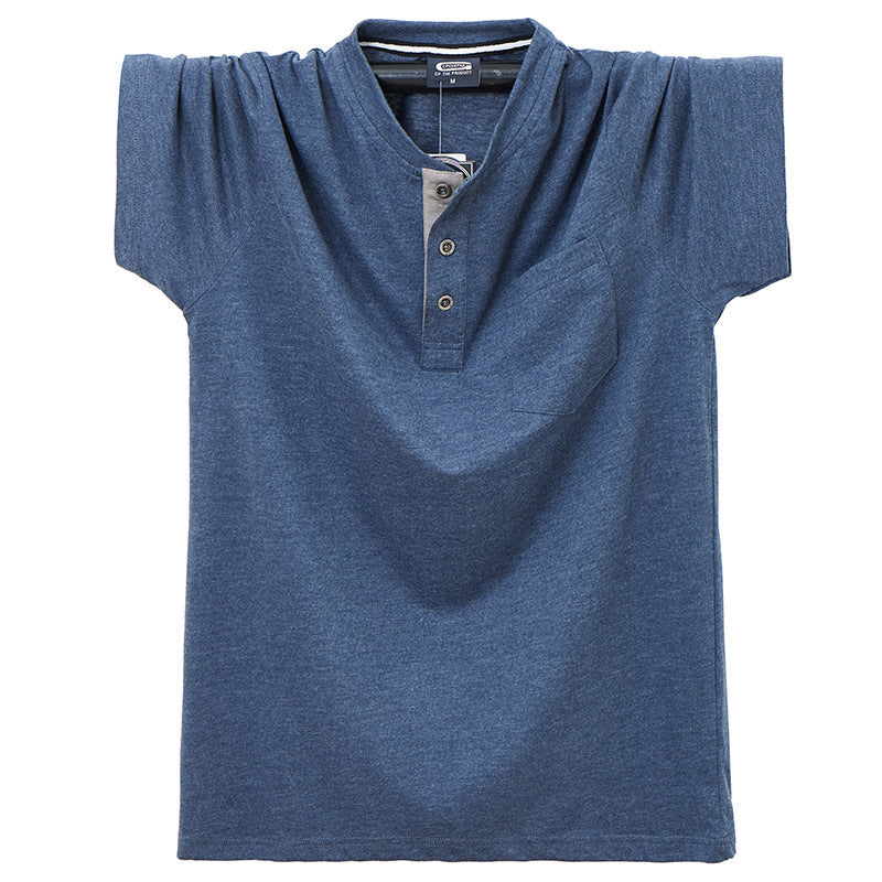 Thin Short Sleeve T-shirt Men's Collar Buckle Round Neck ARZ