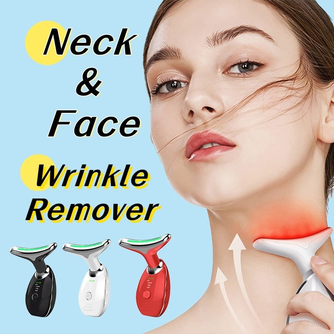 Neck Face Beauty Device Colorful LED Photon Therapy Skin Tighten Reduce Double Chin Anti Wrinkle Remove Lifting Massager ARZ