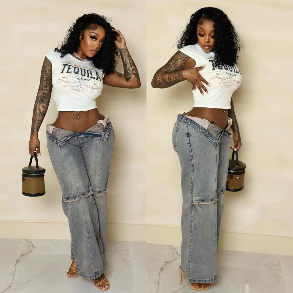 Y2k Baggy Wide Leg Jeans Women Vintage Streetwear Washed Denim Pants Grunge Basic Slouchy Trousers ARZ