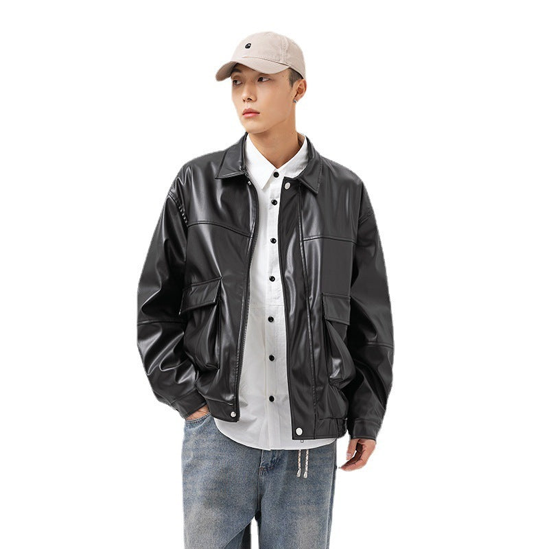 Workwear Men's Loose Pu Stand Collar Jacket ARZ