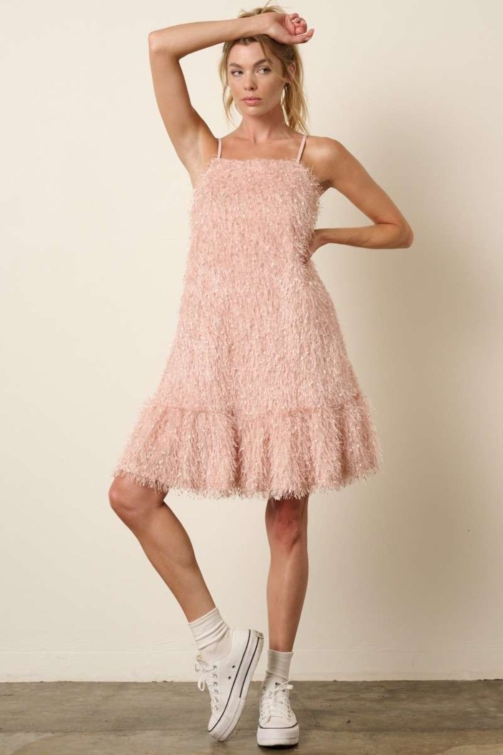 Mittoshop Feather Ruffle Hem Mini Cami Dress Trendsi