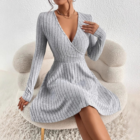 Sexy Slimming Beam Waist Long Sleeve Dress ARZ