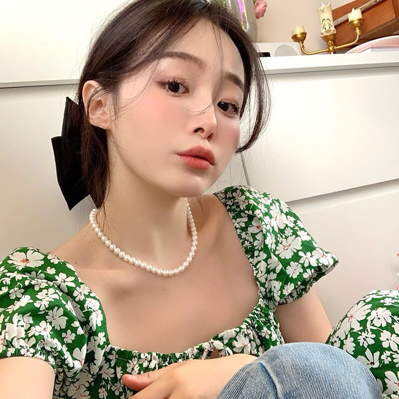 Light Luxury Aurora White Bright Pearl Necklace Non-fading Summer High Sense ARZ