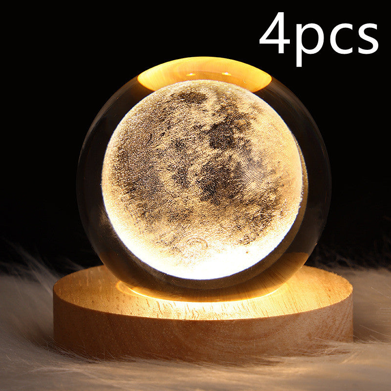 LED Night Light Galaxy Crystal Ball Table Lamp 3D Planet Moon Lamp Bedroom Home Decor For Kids Party Children Birthday Gifts ARZ