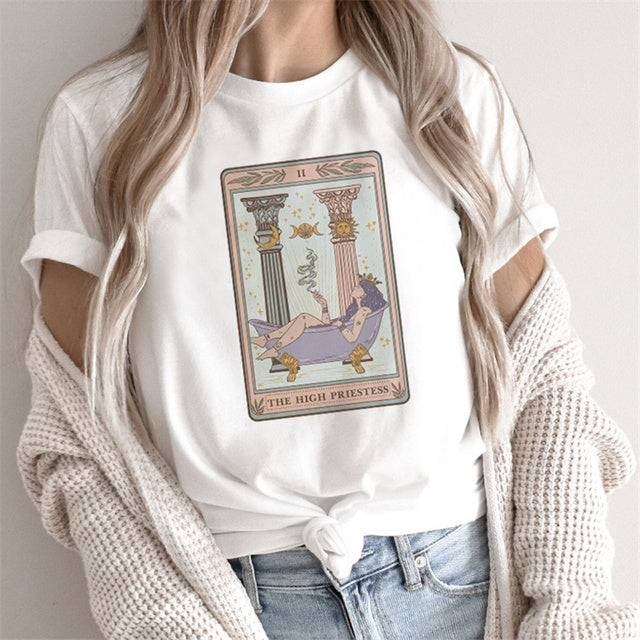 Fashion Tarot Women Print T-shirts Female Cartoon Tops ARZ