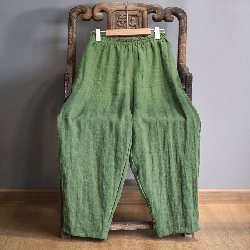 Spring And Autumn Stone Washed Linen Baggy Pants Loose Wide Leg ARZ