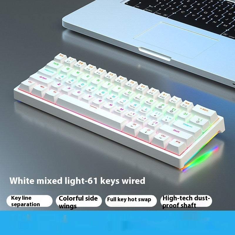 61 Key Small Bluish Black Black Tea Shaft Wired Hot Plug Computer Mechanical Keyboard ARZ